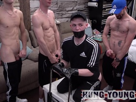 6x Quarantined Horned up n desperate to cum lads fuck 'resident cum dump' LIVE on Lockdown cam show