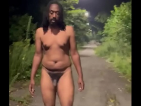 Chubby Naked Walk at Night. Risky and Caught